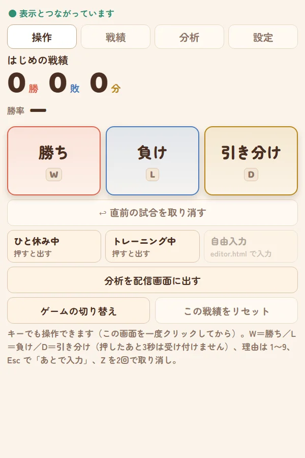 操作タブ