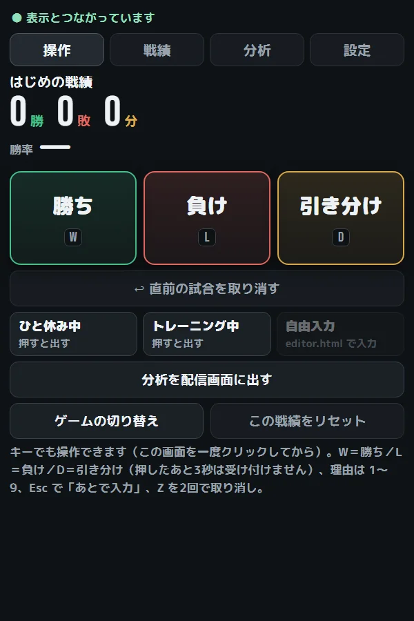 操作タブ