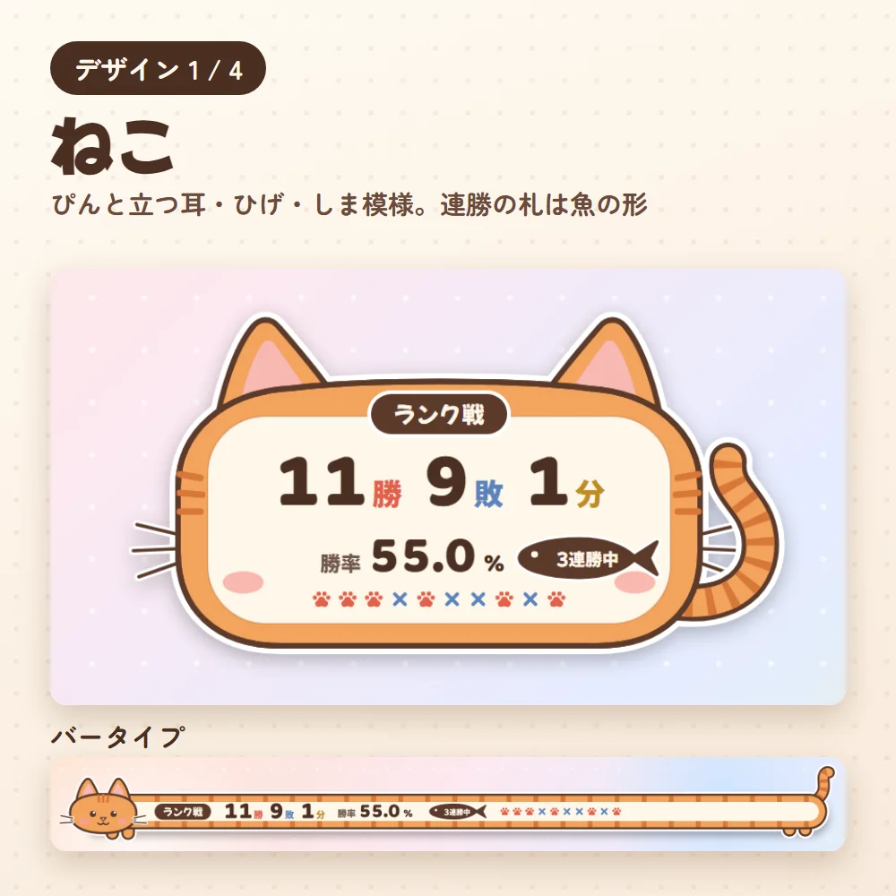 デザイン「ねこ」と毛色